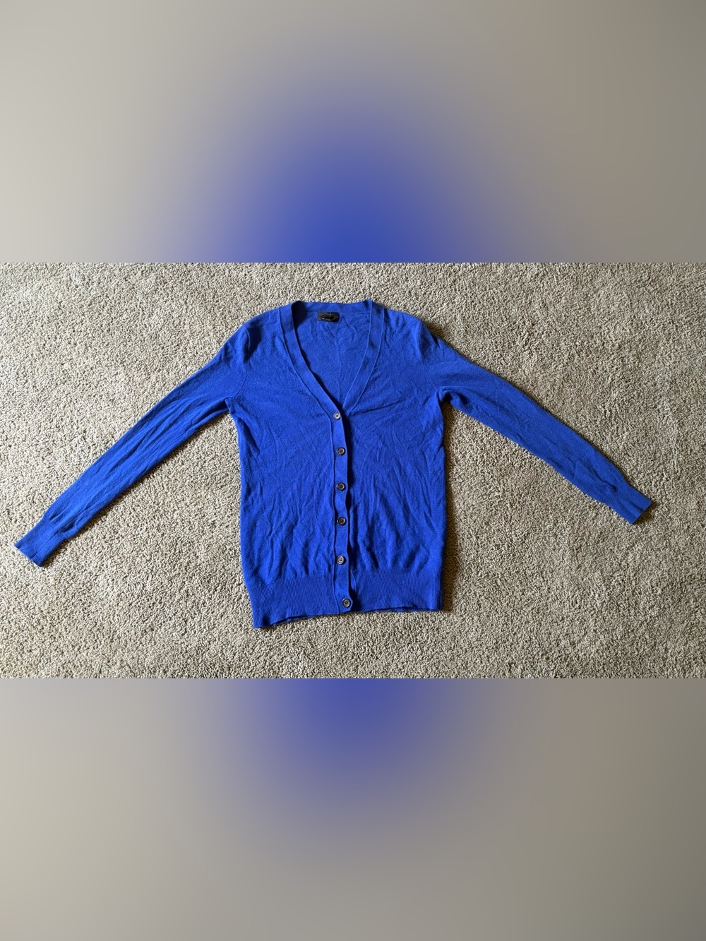 J. Crew Wool Cashmere Blend Cardigan Sweater Blue Womens Size XS Preppy Buttons